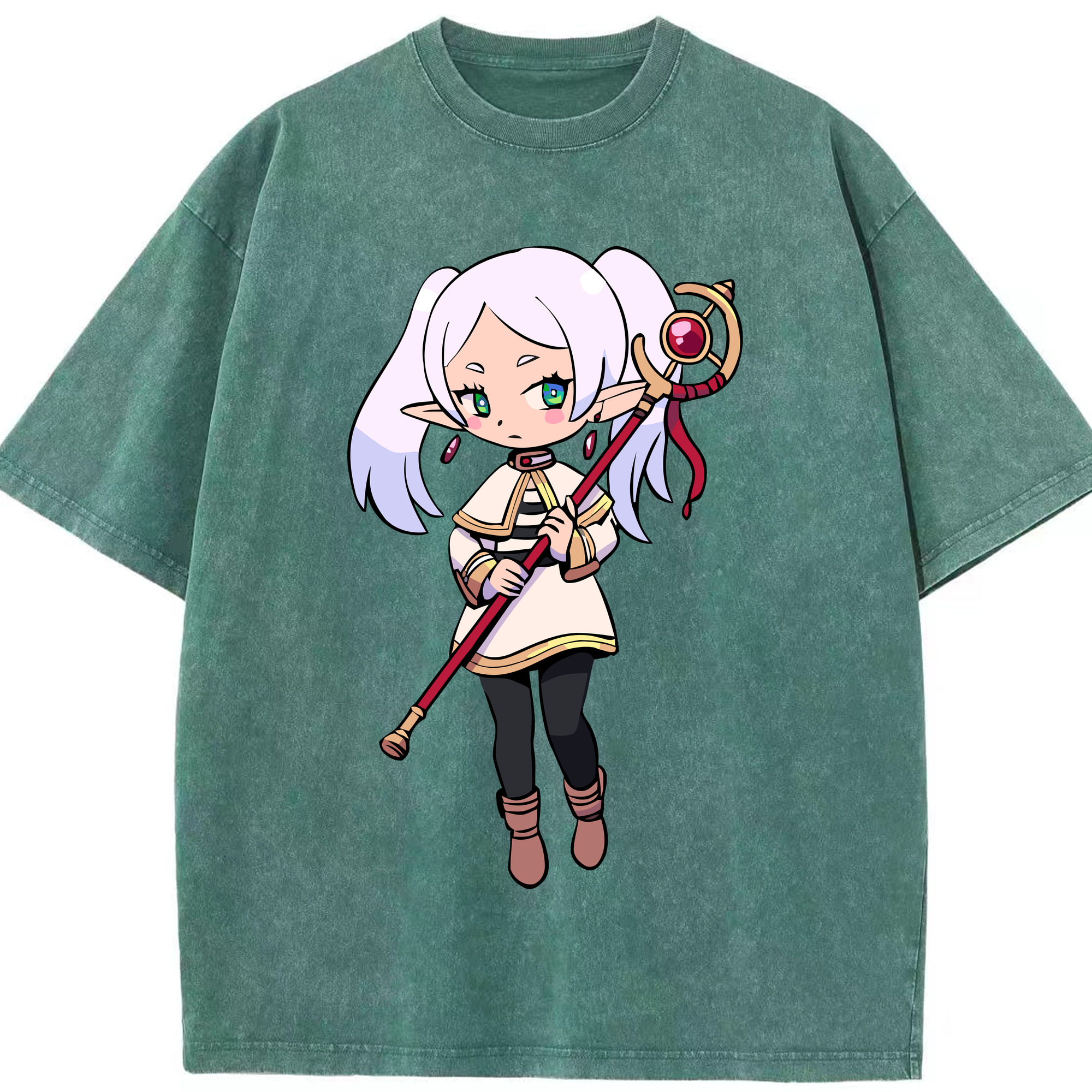 （画像用） 葬送のフリーレン Frieren 綿100% ヴィンテージ風 半袖Tシャツ（フロントプリント）